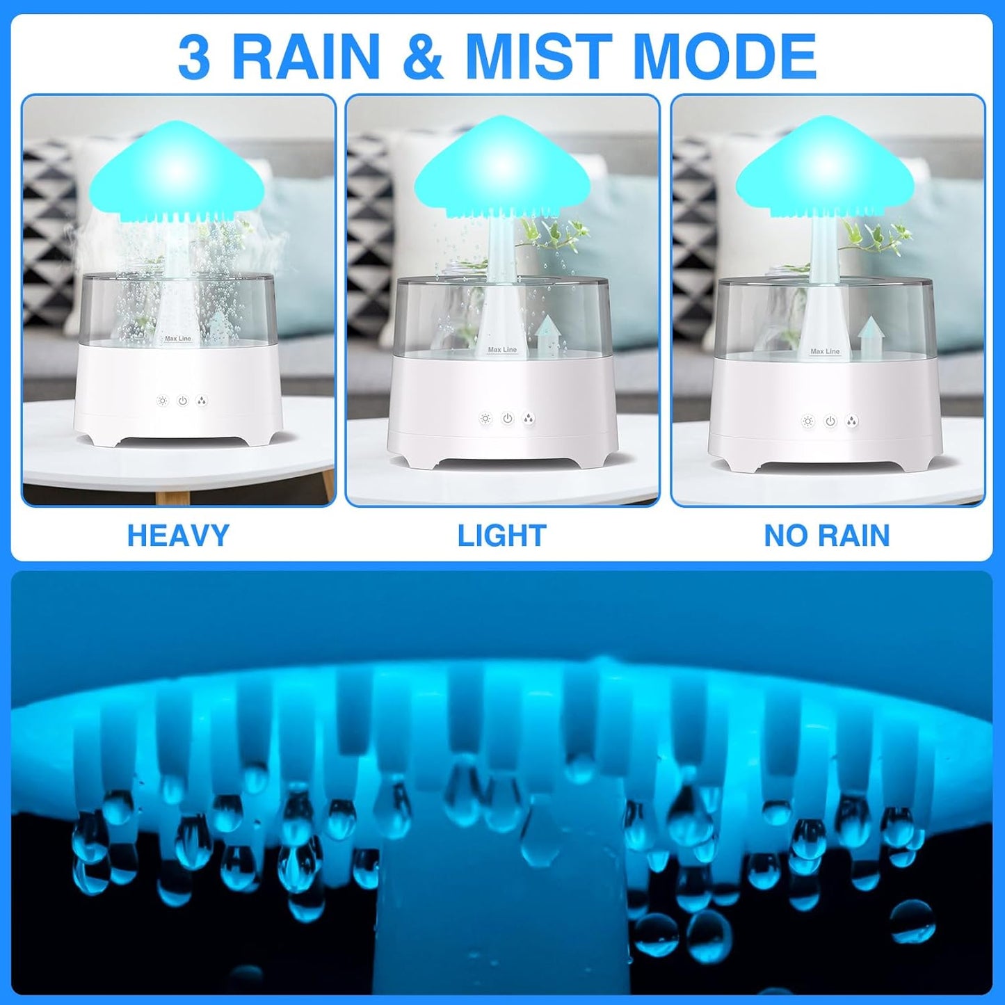 Mushroom Waterfall Humidifier Lamp