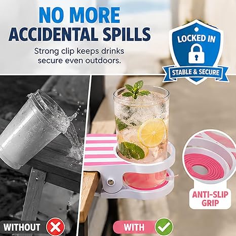 Clip-On Spill-Proof Beverage Holder