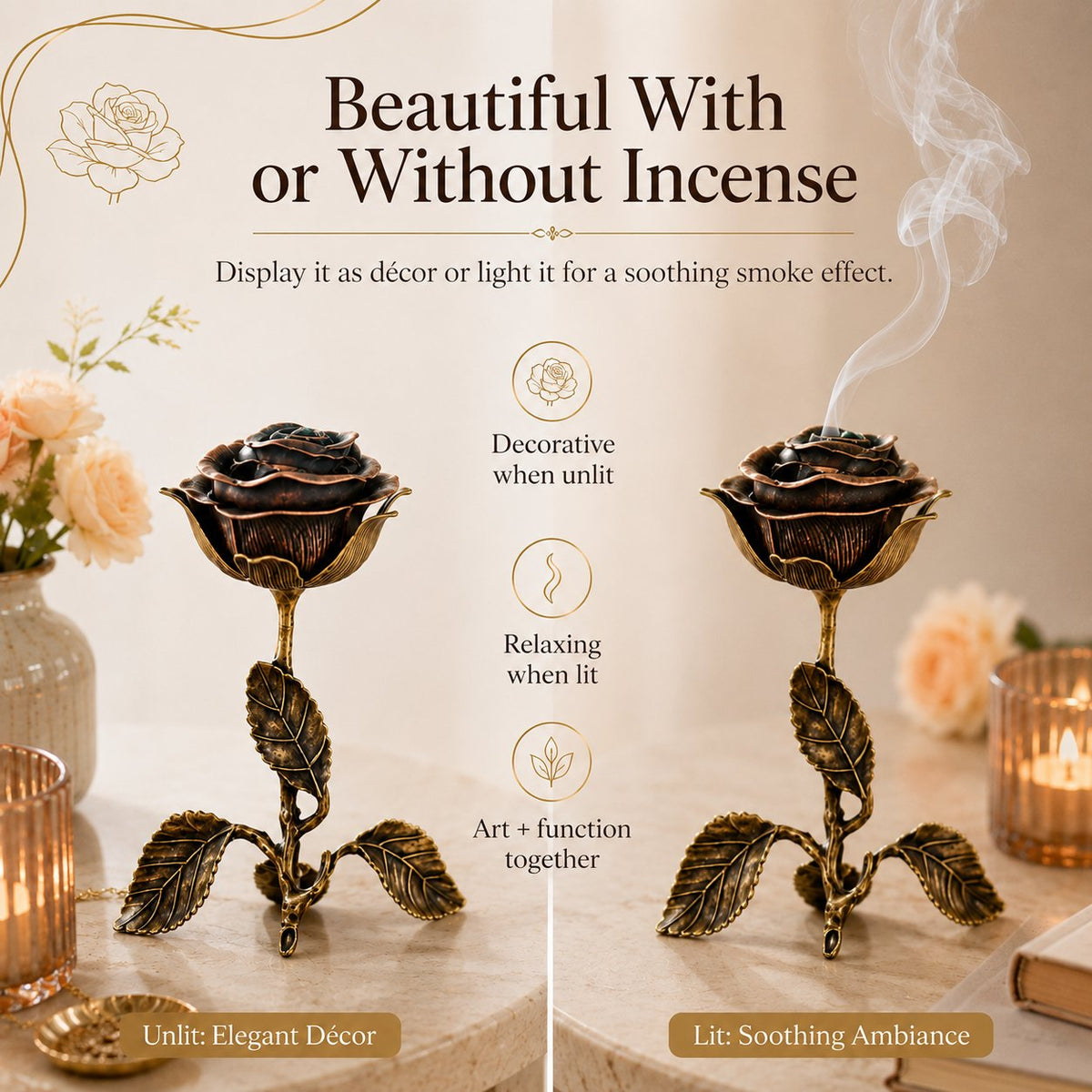 Vintage Rose Incense Burner