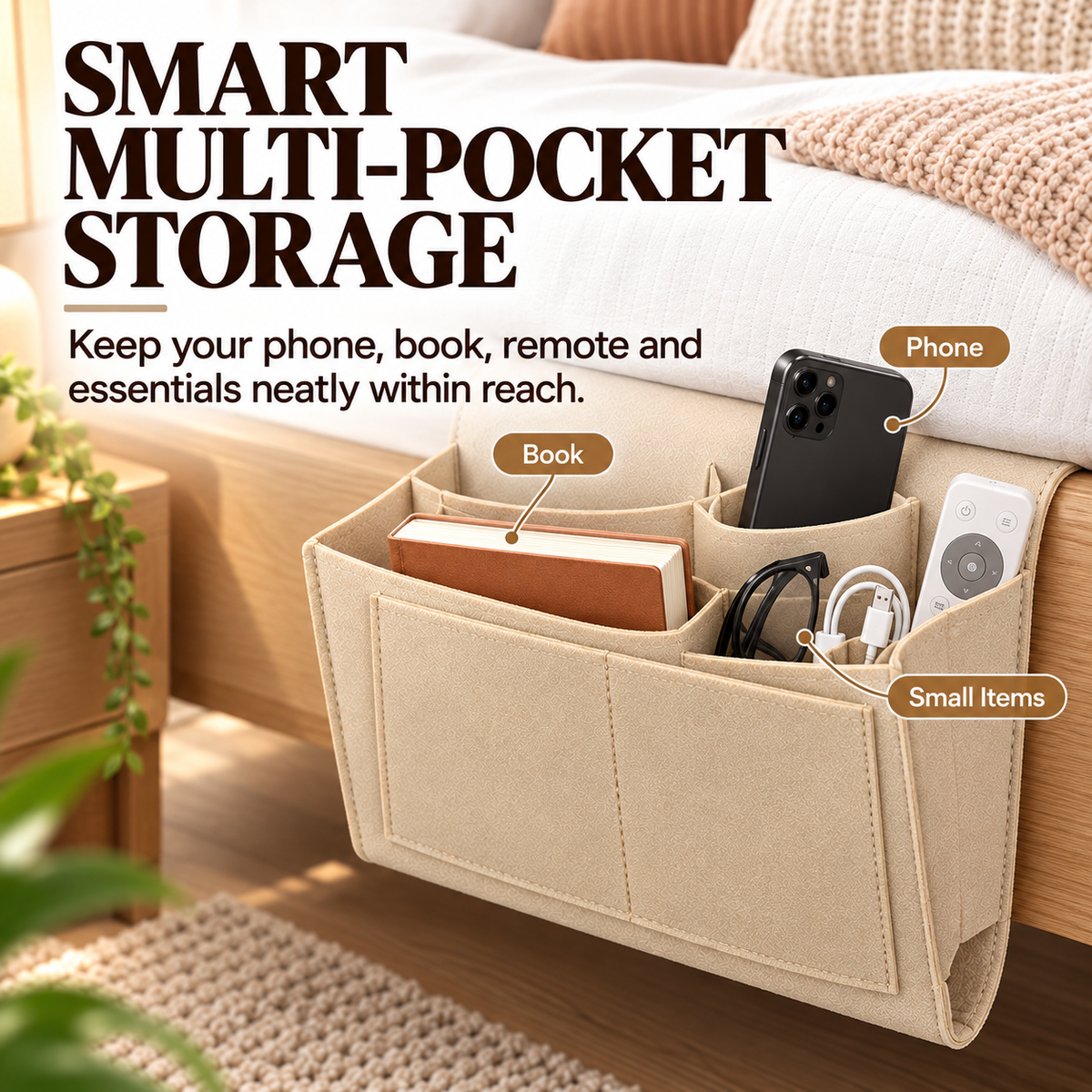 Bedside Hanging Organizer Keep Essentials Within Reach