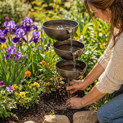 Cascading Rain Catcher Birdbath