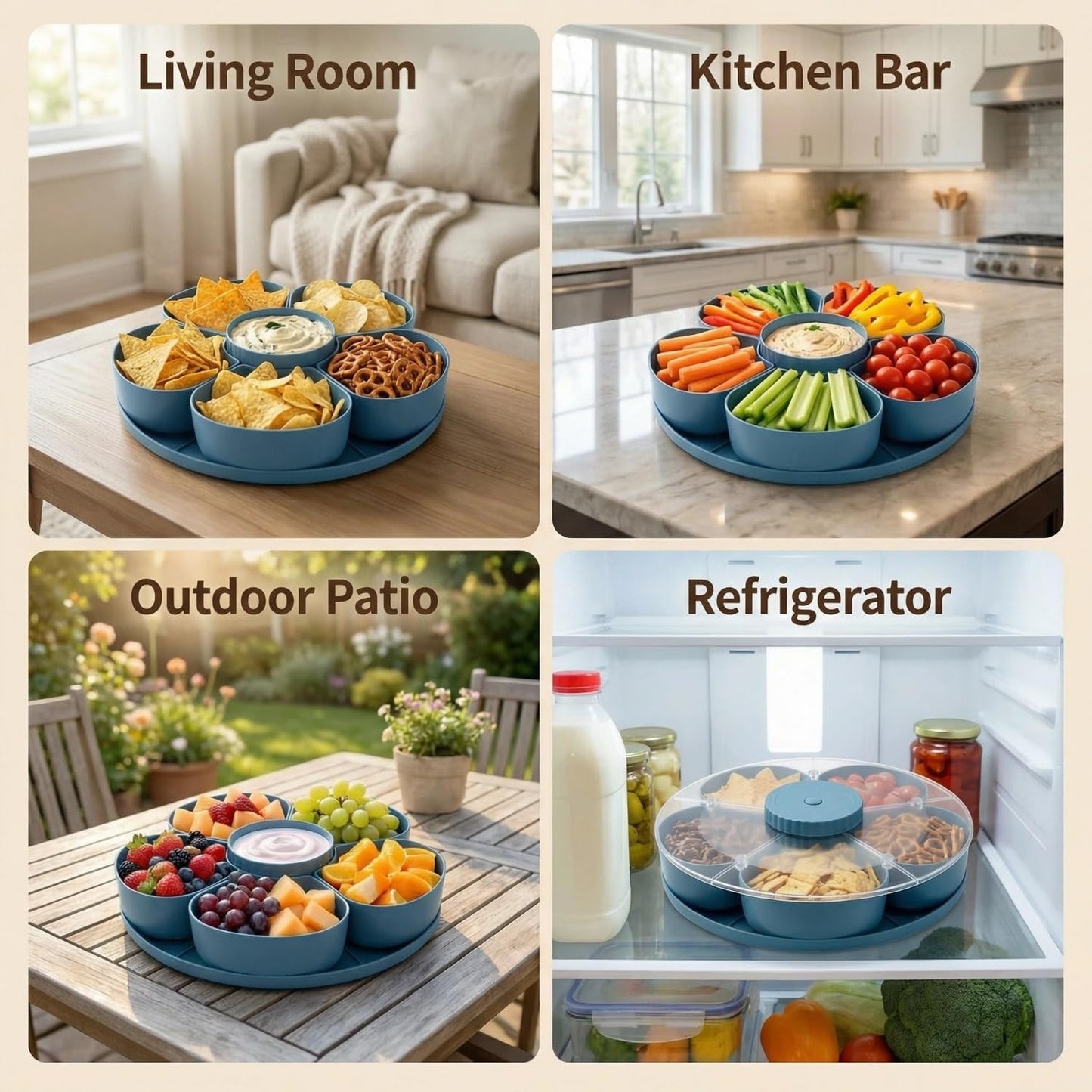 Rotating Divided Snack Tray