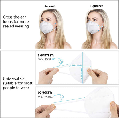 KN95 Safety Face Masks Soft, Breathable & Multi-Color