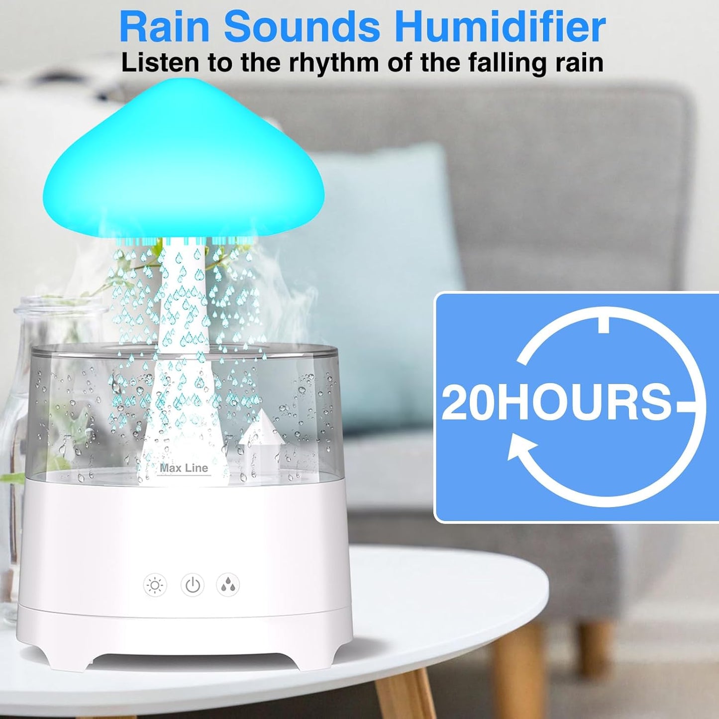 Mushroom Waterfall Humidifier Lamp