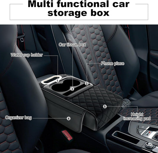 2026 Upgraded Model High-quality leather Multifunctional Car Armrest Cushion