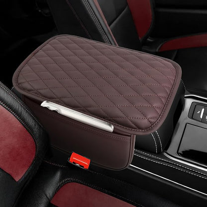 Multifunctional Car Armrest Box Cushion with Built-in Storage Bag