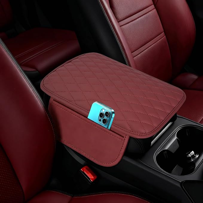 Multifunctional Car Armrest Box Cushion with Built-in Storage Bag