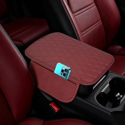 Multifunctional Car Armrest Box Cushion with Built-in Storage Bag