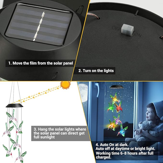 Solar Hummingbird Wind Chime