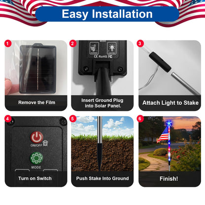 Solar American Flag Lights