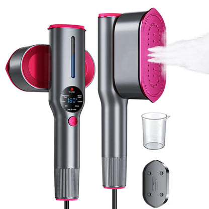 Portable garment steamer iron with swivel handle