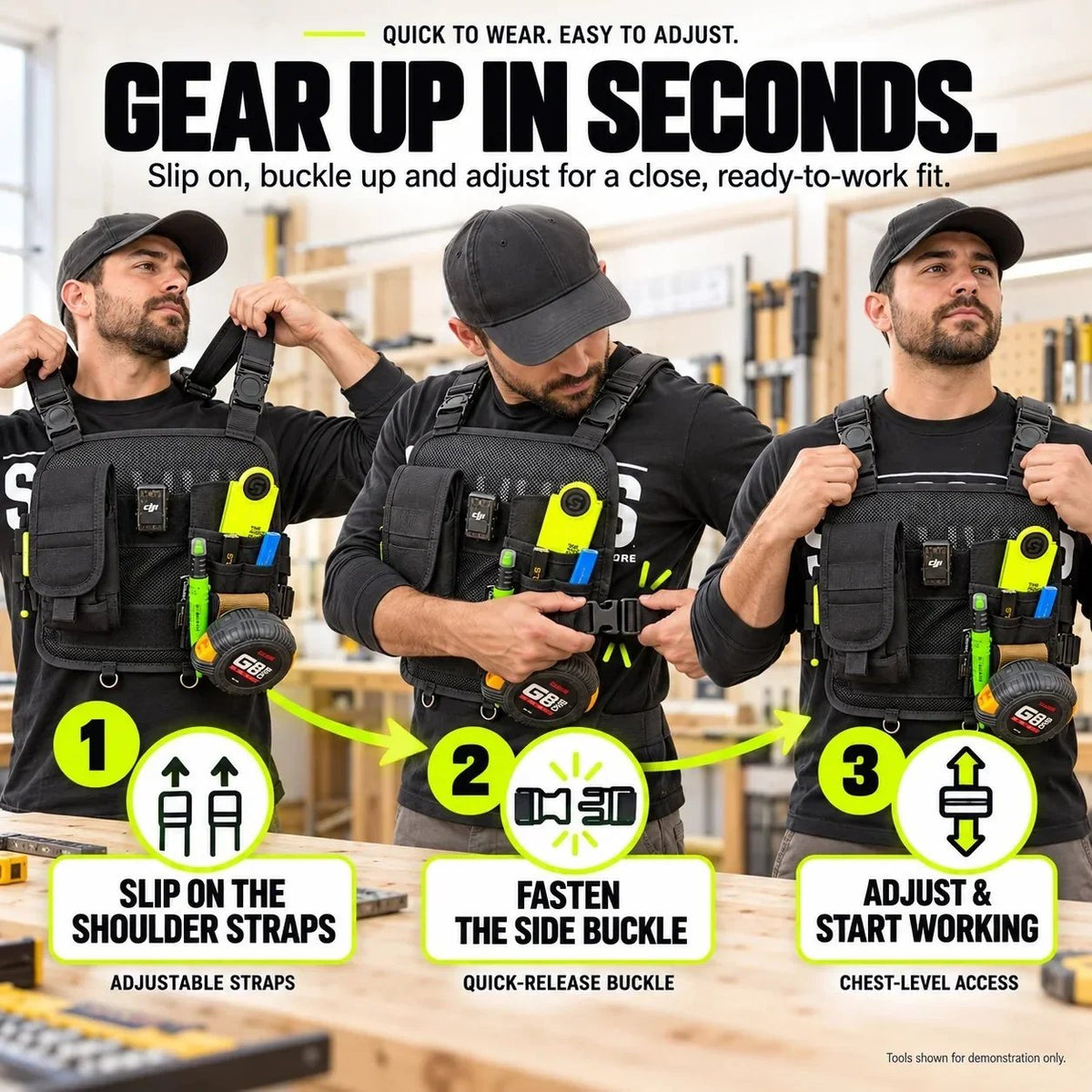 Hands-Free Multi-Pocket Chest Tool Organizer Keep Every Essential Within Reach