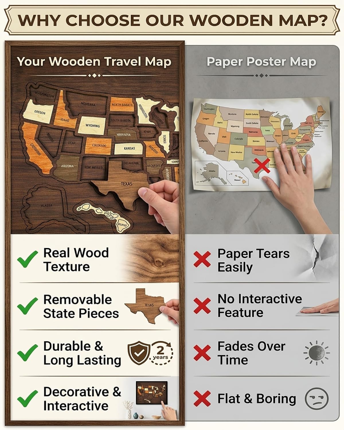 Wooden USA Map Puzzle