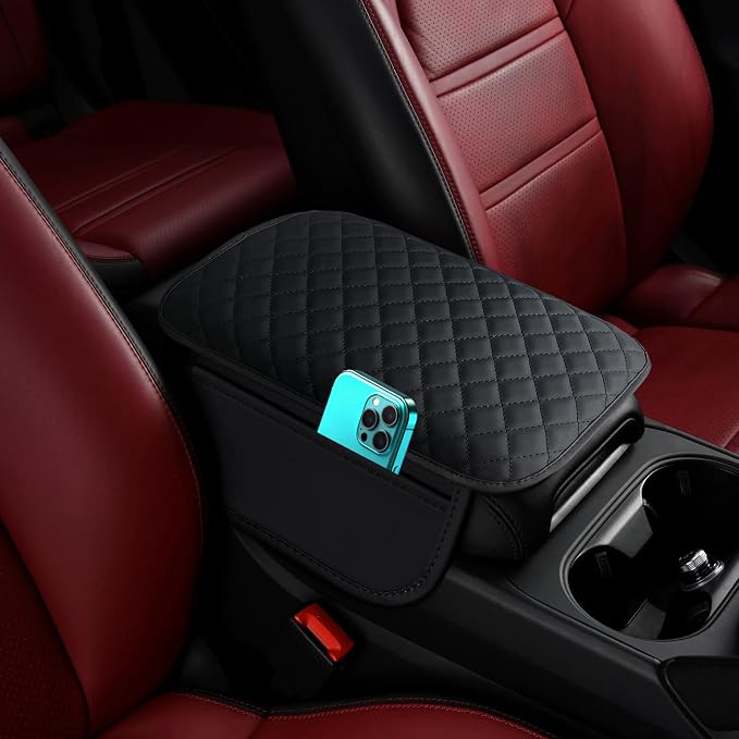 Multifunctional Car Armrest Box Cushion with Built-in Storage Bag