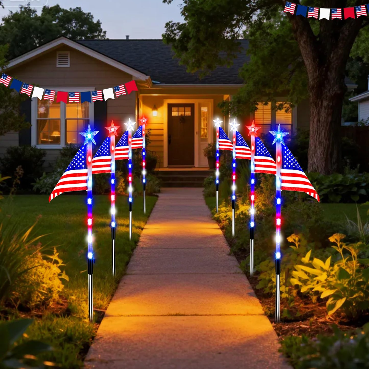 Solar American Flag Lights