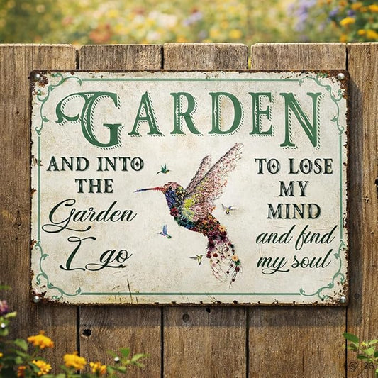 Hummingbird Garden Tin Sign