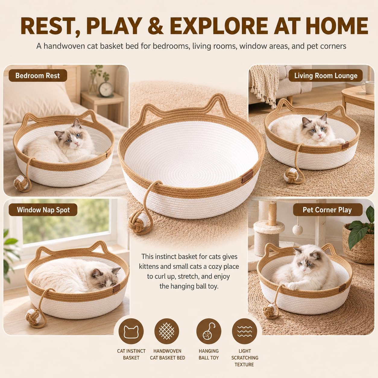 Handwoven Cotton Cat Bed