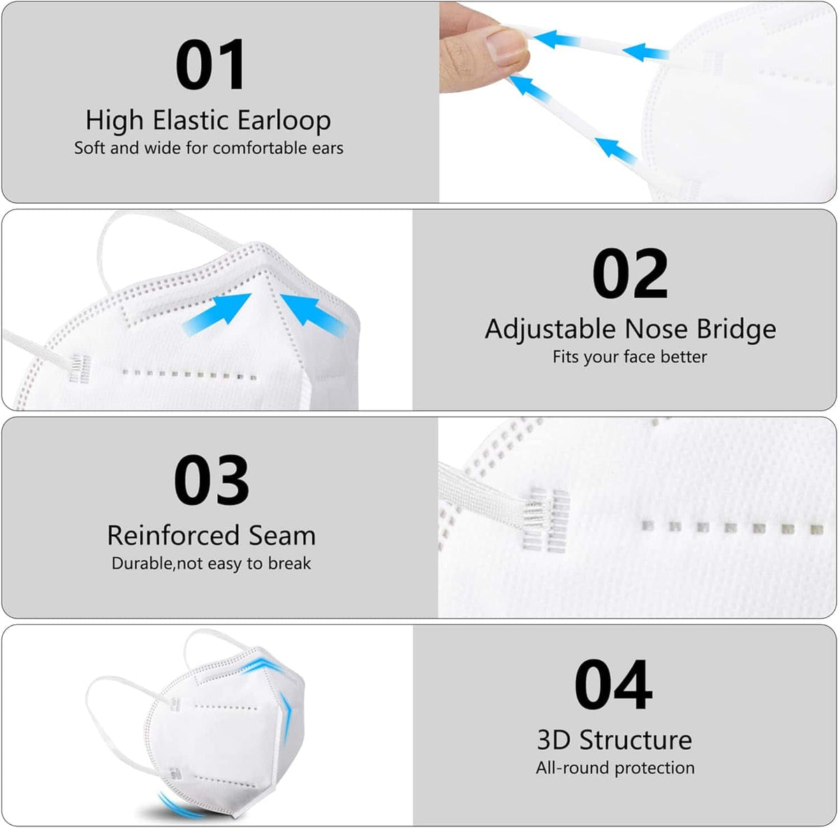 KN95 Safety Face Masks Soft, Breathable & Multi-Color