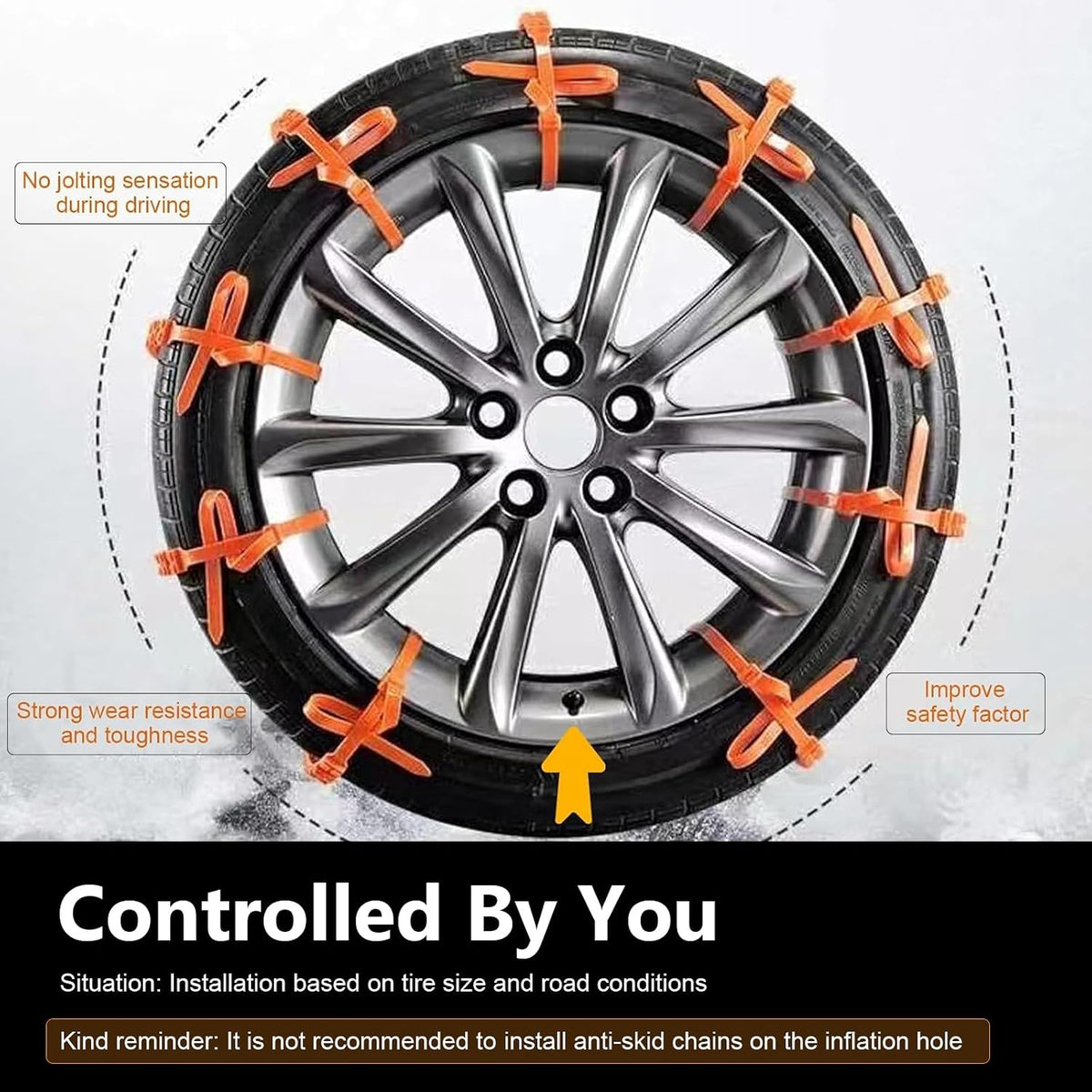 10 Pcs Winter Car Snow Chains Universal Anti-Skid Tire Chain