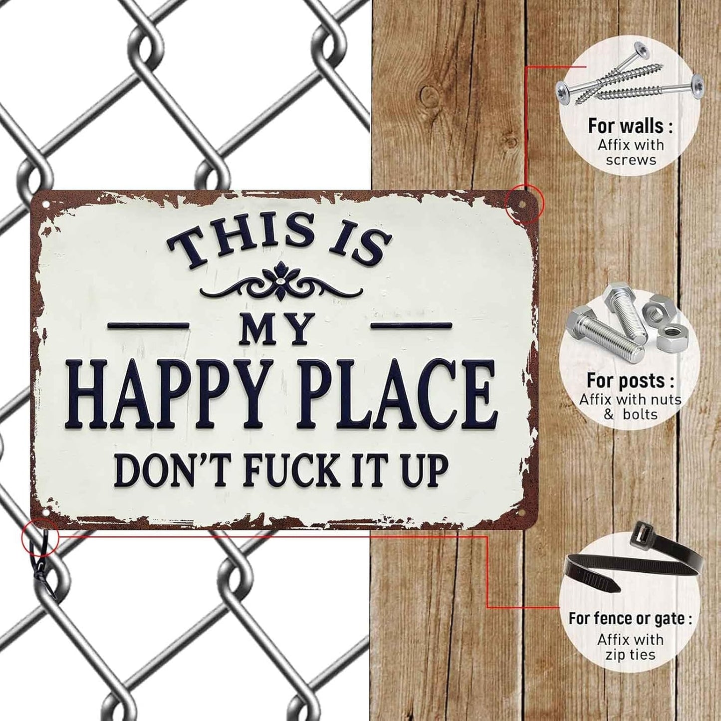 Happy Place Metal Sign