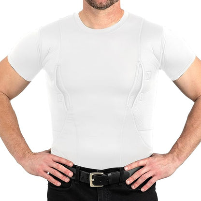 Concealed Carry Compression Shirt Dual Holster Tactical Undershirt for Men