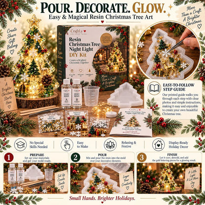 Beginner-Friendly Resin Christmas Tree Night Light DIY Kit | Complete Kit with Mold, Resin