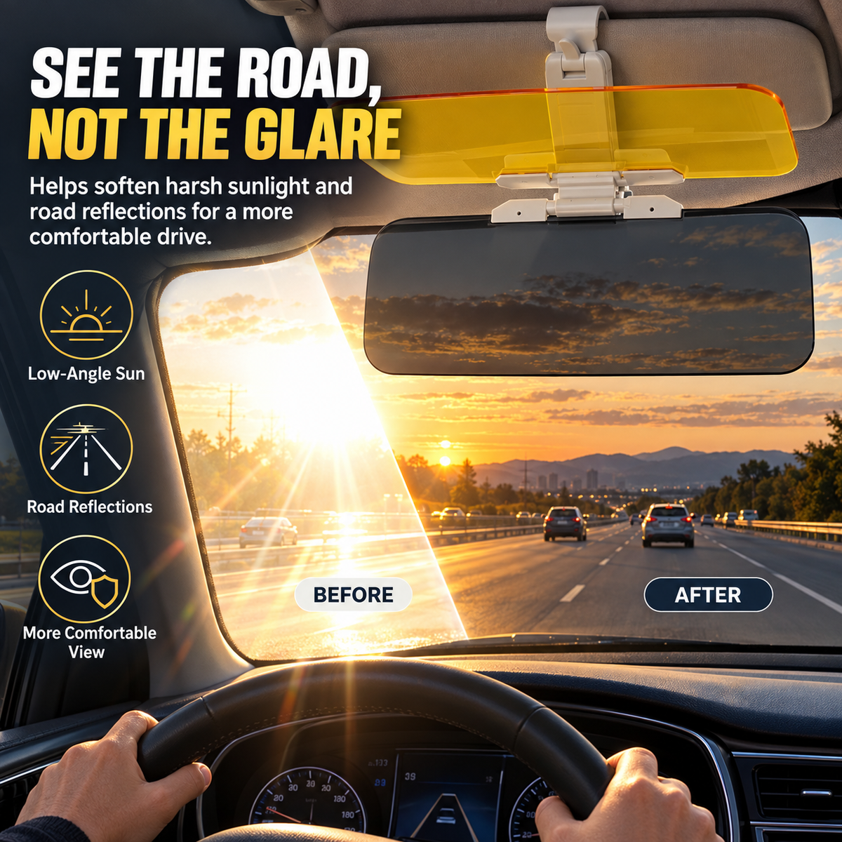 2-in-1 Day & Night Anti-Glare Car Visor Extender