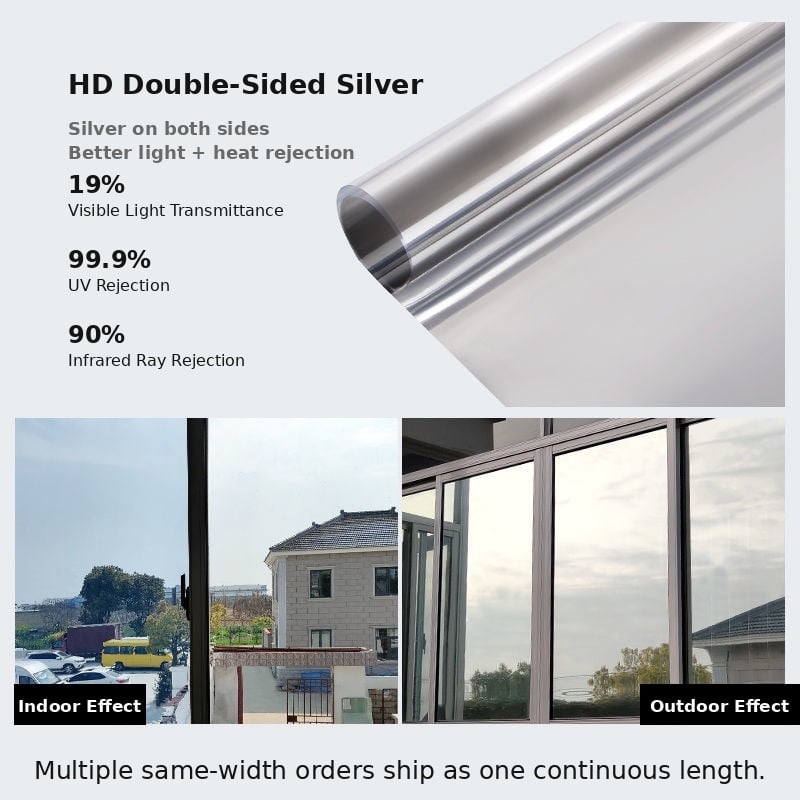 One-Way Mirror Window Film Heat Control & UV Protection
