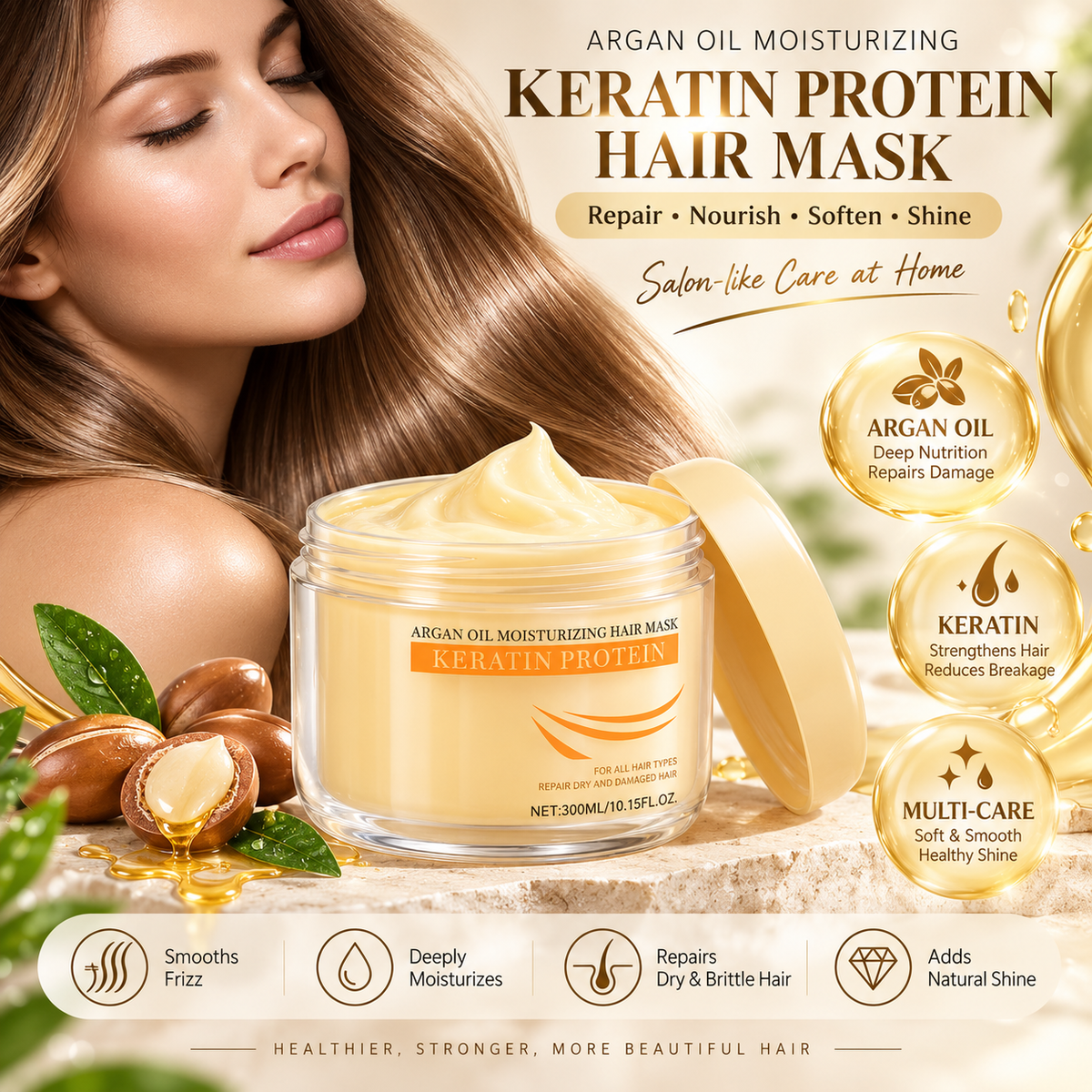 Keratin Hair Mask Deep Repair, Smoothness & Shine