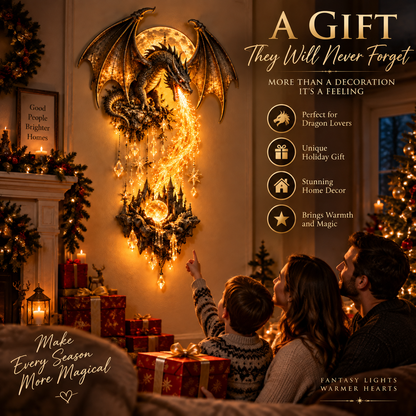 Dragonfire Moonlight Wall Lamp | Enchanted Fantasy Castle Decor