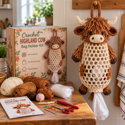 Crochet Animal Bag Holder DIY Kit Cute & Functional Hanging Storage Craft Kit
