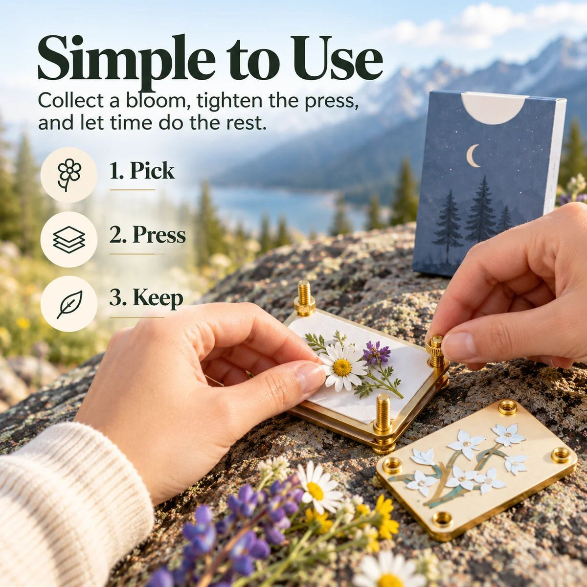 Mini Portable Flower Press | Pocket-Sized Botanical Press for Small Blooms, Petals & Keepsake Crafts