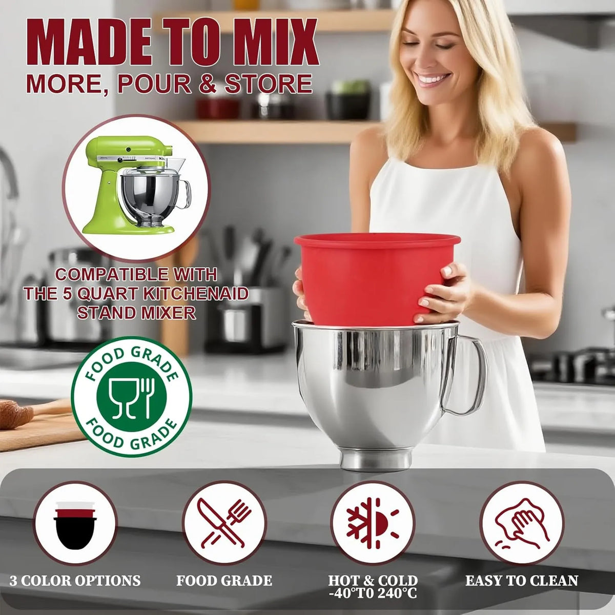 Practical & Durable Food Grade Kitchen Stand Mixer Silicone Liner Reusable