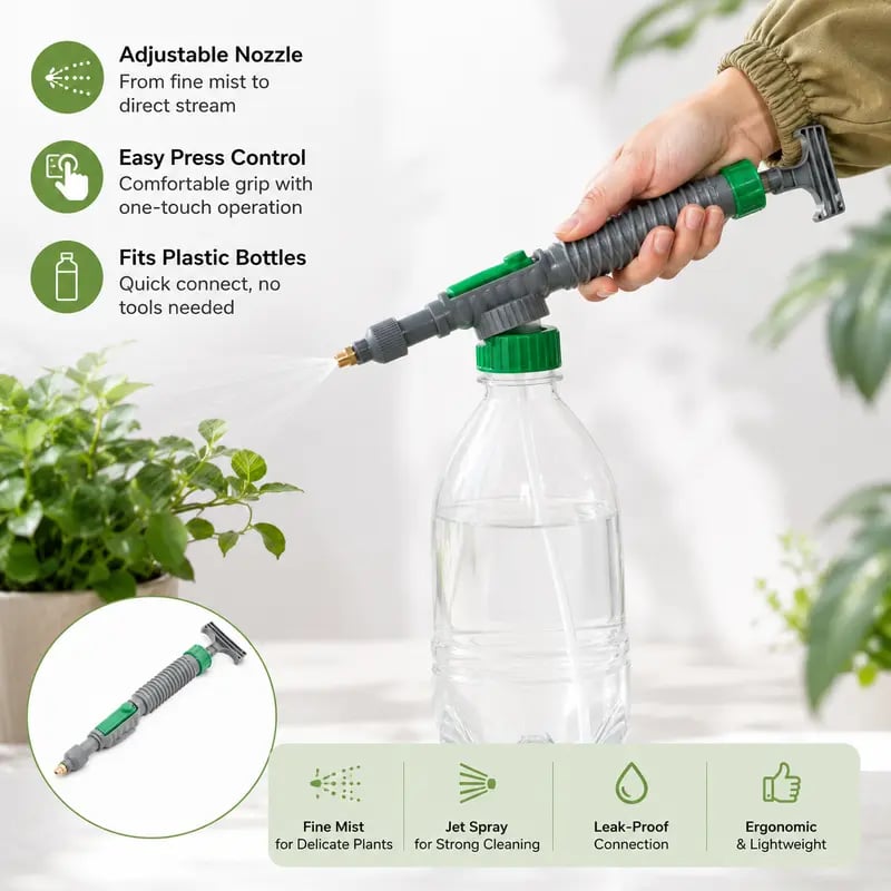 2PCS Reusable Bottle Sprayer Nozzle Plant Watering & Cleaning Tool