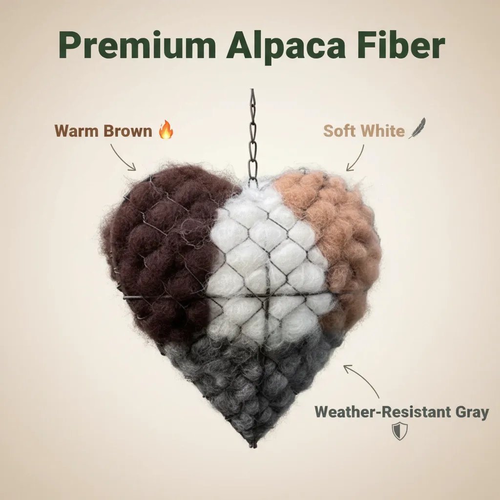 🕊️ Handmade Alpaca Fiber Bird Nesting Heart