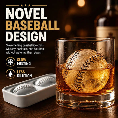 Baseball Ice Mold Slow Melting Silicone Sphere Tray for Whiskey, Cocktails & More