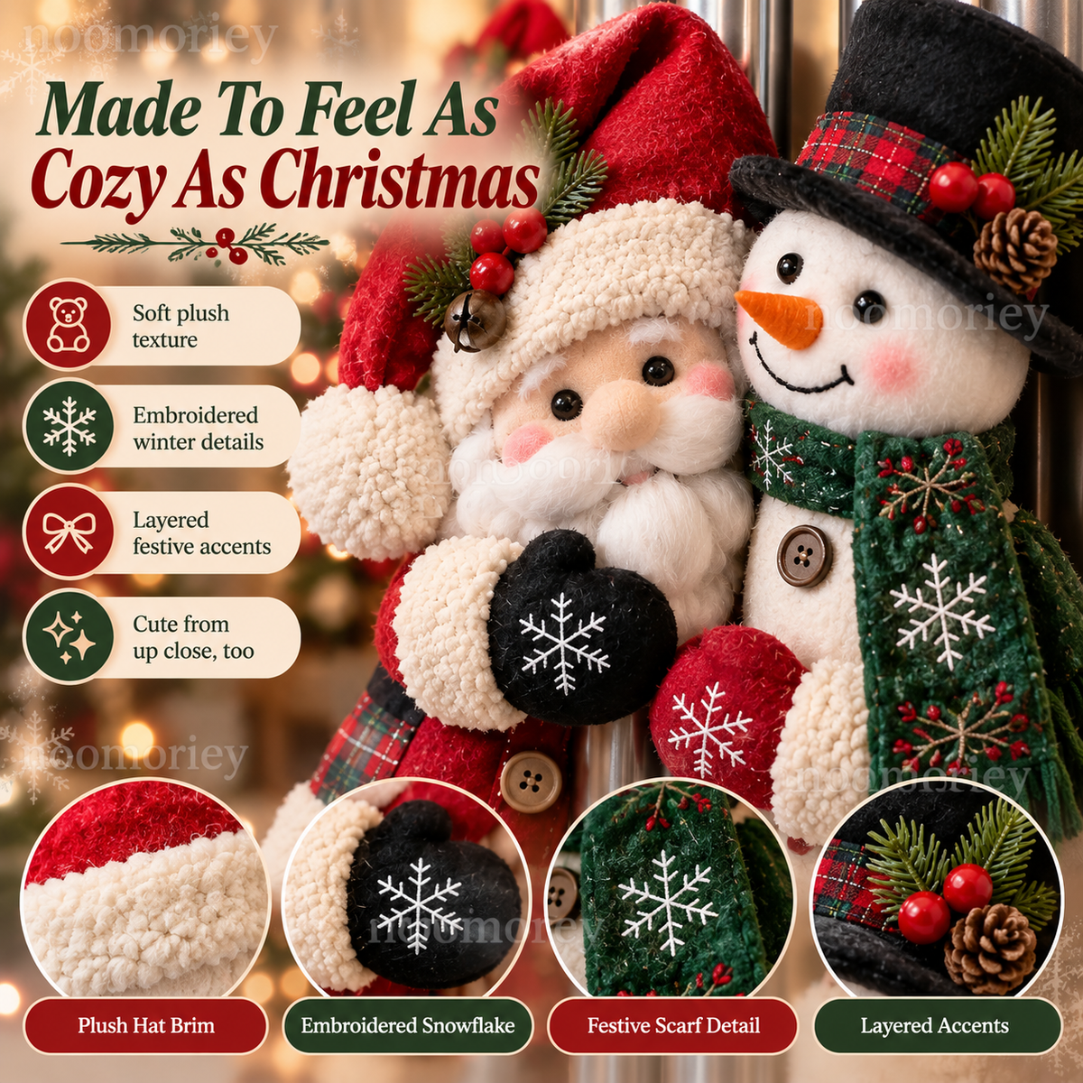Santa & Snowman Christmas Handle Decor Set