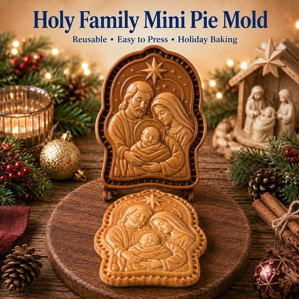 Faith & Nativity Christmas Mini Pie Mold Collection | Reusable Embossed Molds for Shaping Detailed Praying Jesus