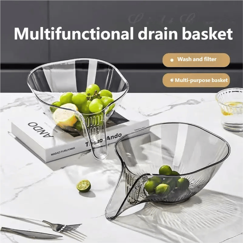 Drain Basket with Jumpstart Spout Accessories Gadgets for Washing Vegetables & Fruits