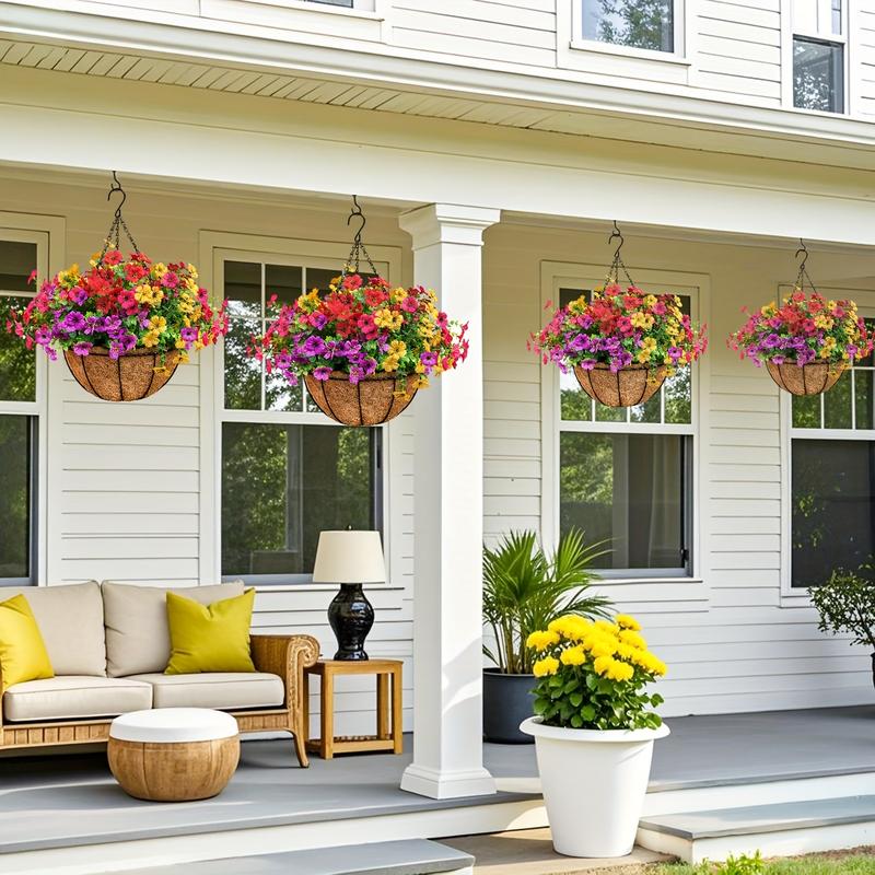 Simulated Hanging Flower Basket No Watering. No Wilting. Just Perfect Blooms