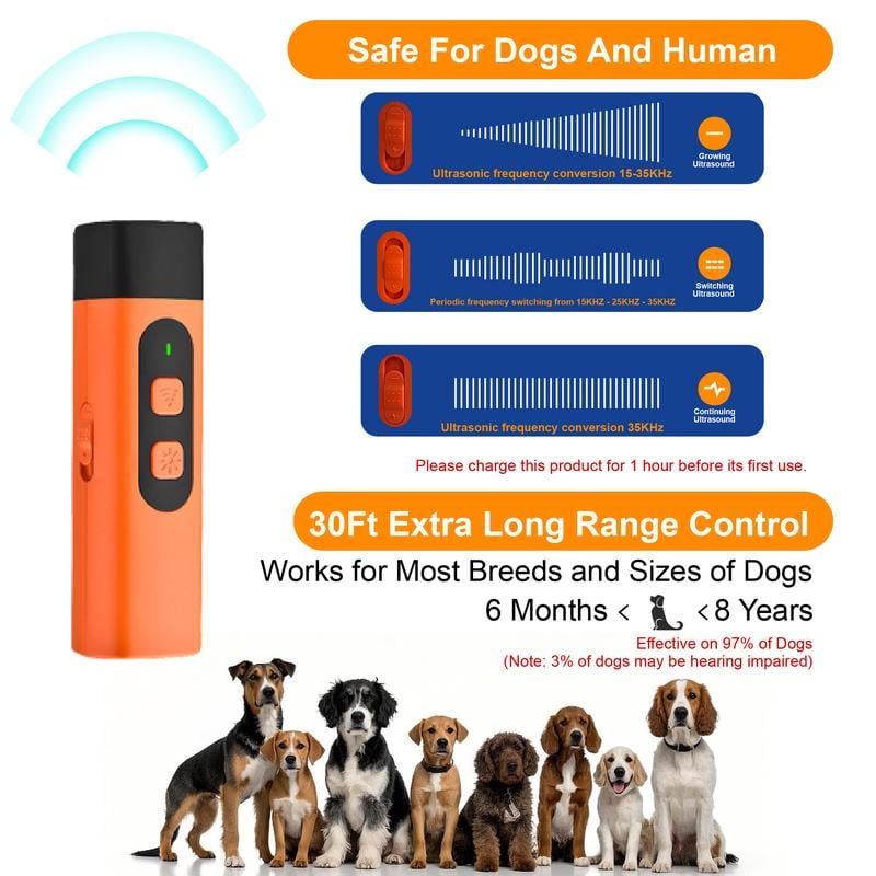 (🎁Last Day 49% OFF)🐶🔇Professional Sonic Emitters Dog Training Tool,Dog Bark Deterrent Device with LED Flashlight