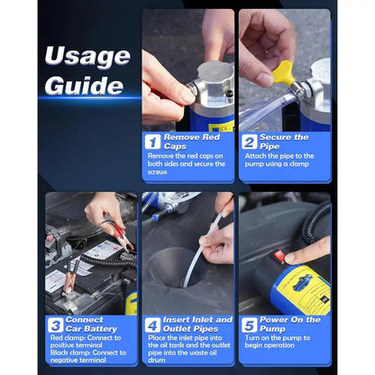 12V 100W Self-Priming Electric Oil Pump 30min Continuous Run, Engine Oil Change Tool, Gear & Transmission Fluid Removal