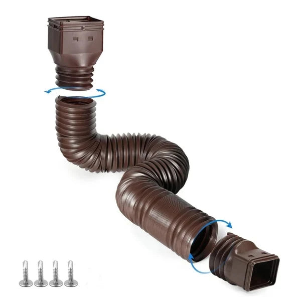 Flexible Downspout Extension Kit 22 63in Rainwater Drainage Pipe