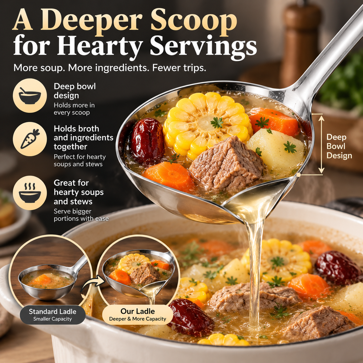 BUY 1 GET 1 FREE🥣 304 Stainless Steel Deep Soup Ladle