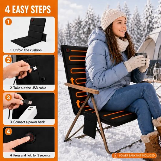 Portable Foldable Heated Seat Cushion USB-Powered with 3 Heat Settings