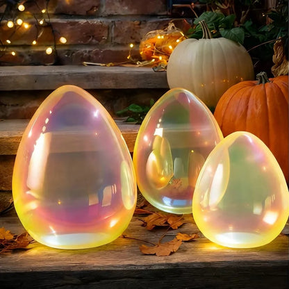Easter Decor - Glowing Pearlescent Glass Egg Trio