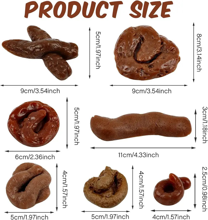 7PCS Realistic Fake Poop Prank Set Hilarious Gag Gift for Parties & Office