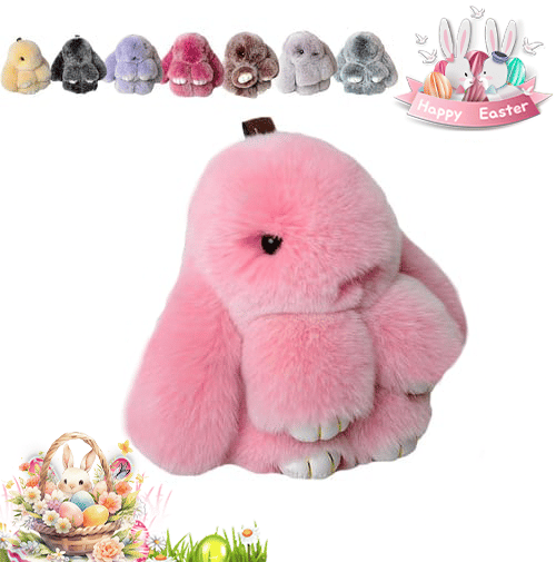 Easter Cute Bunny Plush Keychain - Iron Box Gift Option, Easter Sweet Surprise