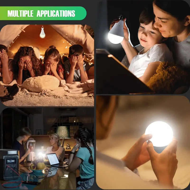Rechargeable Emergency Light Bulbs Battery Powered LED Light Bulb 6400K Daylight E26 120 Volt 9W 60W Equivalent with