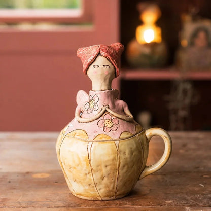 Handcrafted Fairies Storage Jar/Mug | 8 Whimsical Styles with Removable Fairy Lid for Tea, Treats & Tiny Keepsakes